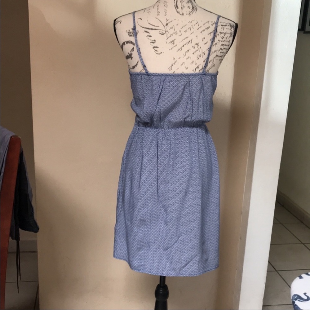 Blue & White Patterned Spaghetti Strap Dress - image 3